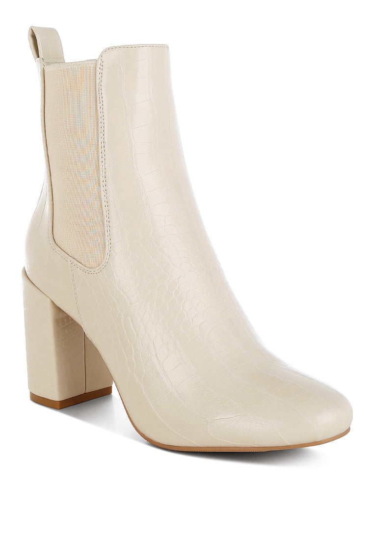 Babbel Faux Leather Block Heel Ankle Boots-1