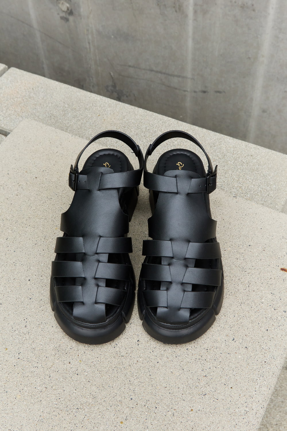 Qupid Platform Cage Stap Sandal in Black-3