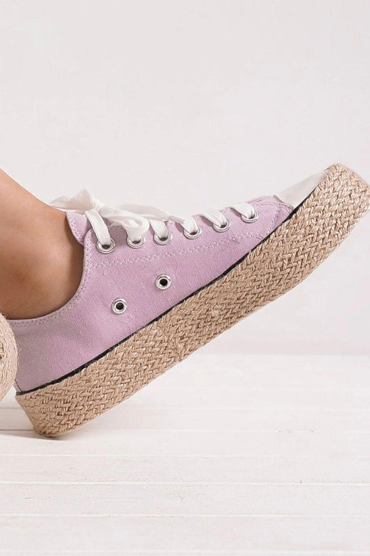 MayFair Lace Up Woven Espadrille Sole Sneakers-0