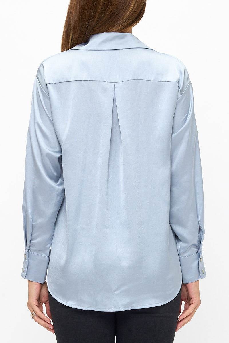Satin Shirt With Long Sleeves and Front Closure-3