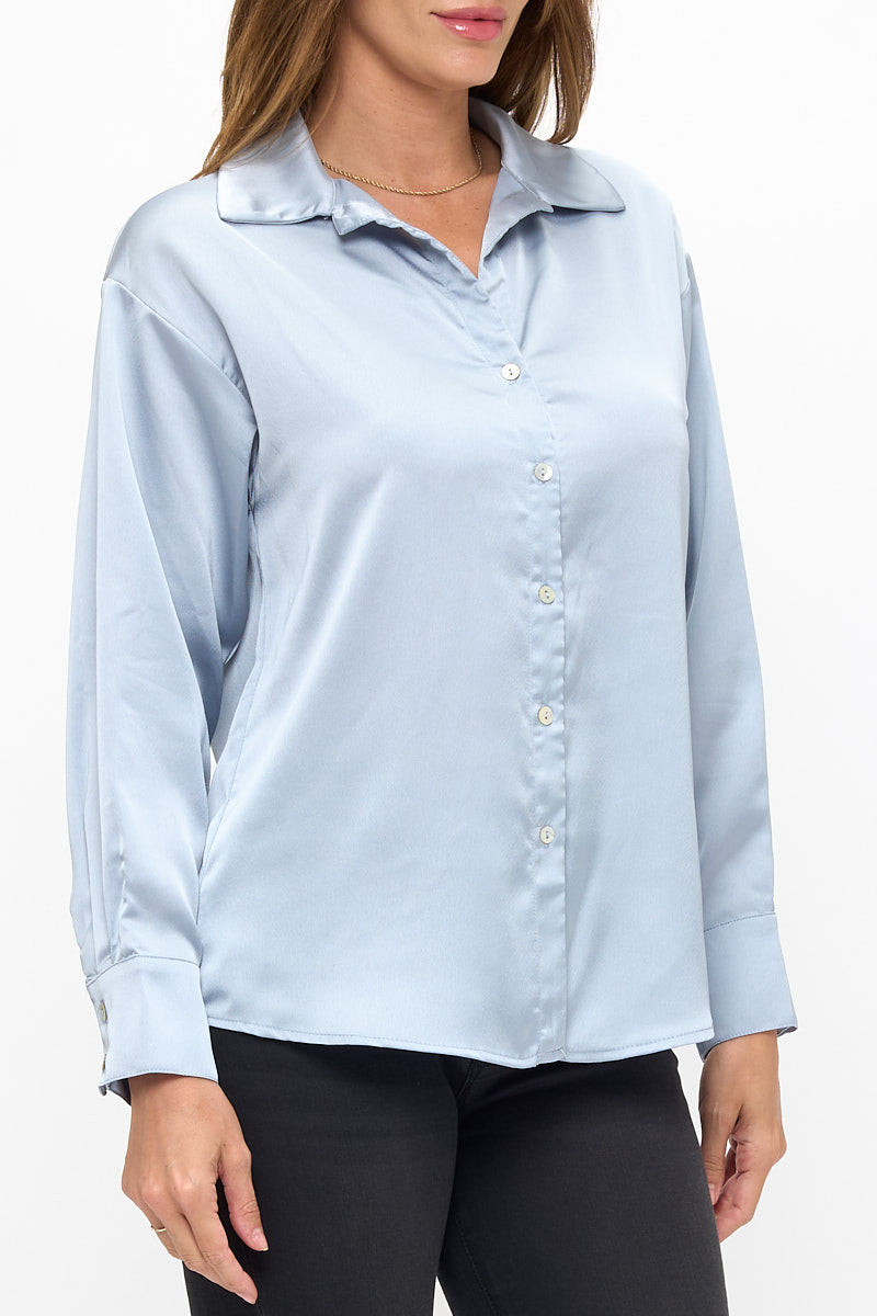 Satin Shirt With Long Sleeves and Front Closure-2